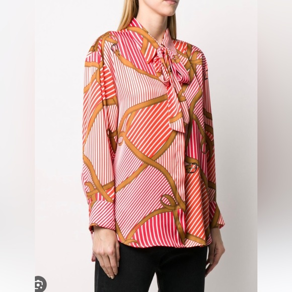 MSGM Tops - MSGM striped belt print shirt. Size 42